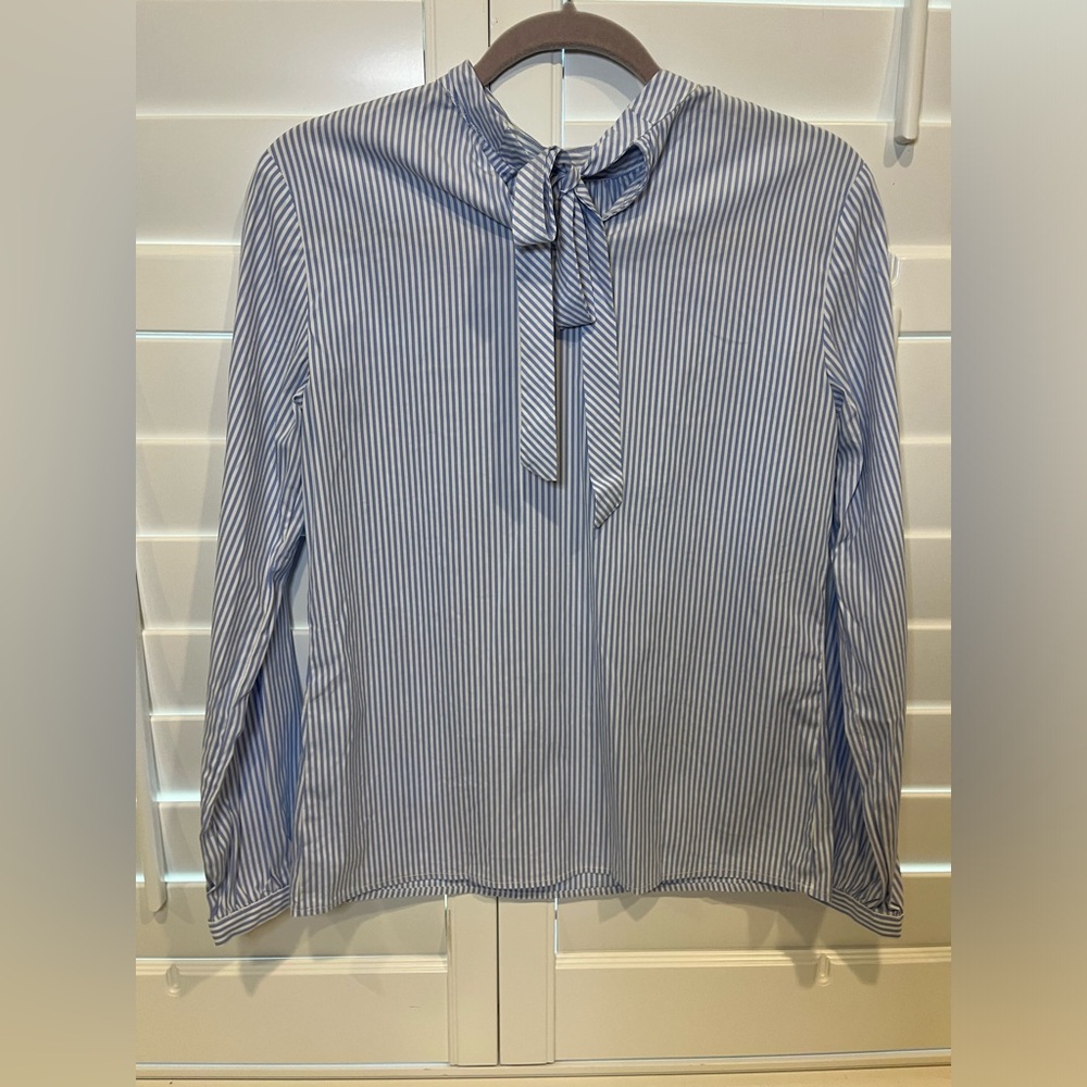 J. McLaughlin Tie Neck Back Blouse Top